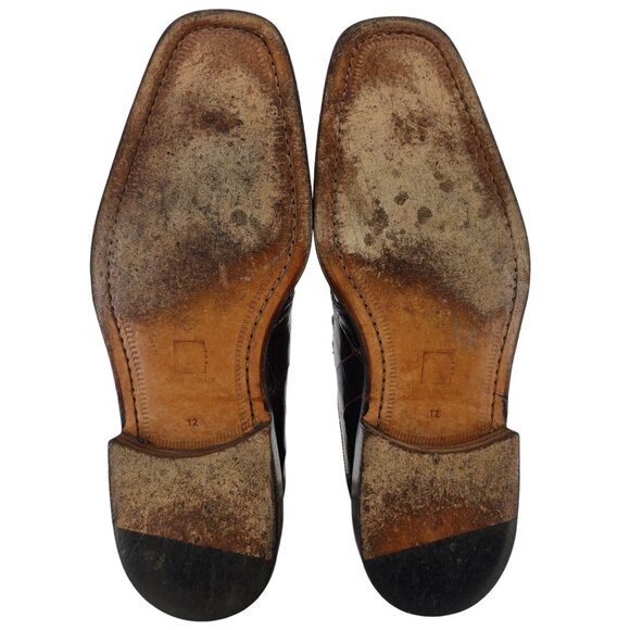 Vintage David Eden Exotic Alligator Burgundy Monk Strap Loafer Men 12 Dress Shoe main image 9